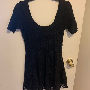Scoop Neck Black Lace Dress